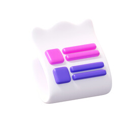 3D Receipt Icon Online Payment and Transaction Confirmation