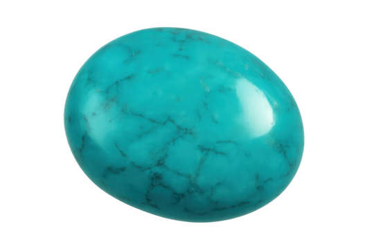 Polished blue turquoise gemstone with natural markings