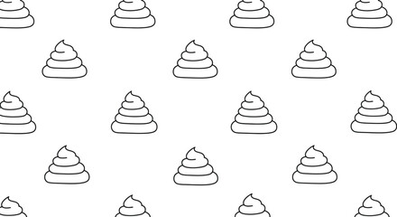 Whimsical poop emoji pattern seamless repeat fun cartoon doodle texture for graphics and design isolated on white background