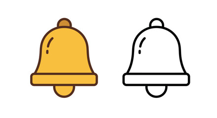 Golden notification bell and outline icon set symbolizing alerts notifications and communication alerts for apps websites and ui design elements isolated on white background