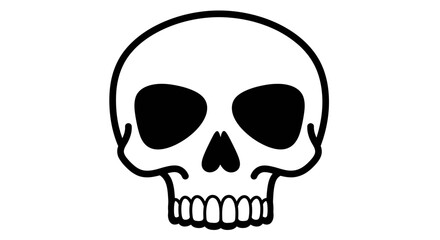 Hand drawn skull graphic artistic line art front view scary macabre symbol for halloween danger mortality death symbolism icon isolated on white background