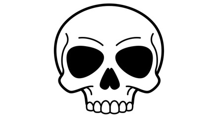 Hand-drawn skull icon symbol of danger death halloween skeleton human cranium artistic graphic element for design projects isolated on white background