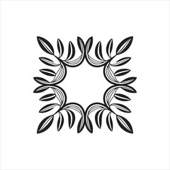Floral Leaf Frame Decorative Border Vector Illustration