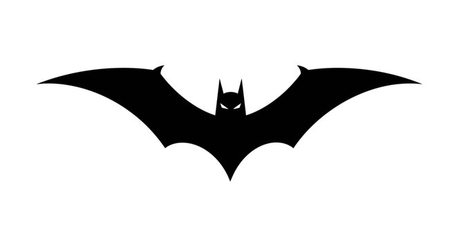 Iconic bat symbol silhouette emblem representing gotham city's dark knight superhero and justice isolated on white background