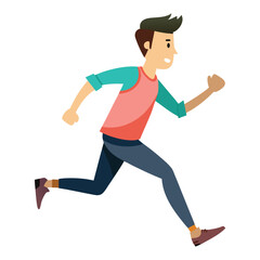 Energetic man in casual wear running, showing an active, dynamic motion, exercise, and a healthy lifestyle.