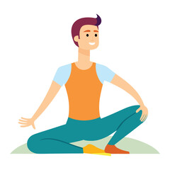 Flexible man holding a pigeon yoga pose, stretching his hips and lower back for a deep, therapeutic release.