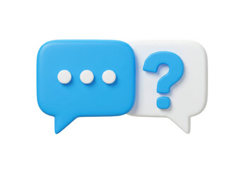 Fototapeta premium 3d speech bubbles with question mark icon for communication and inquiry isolated on transparent background