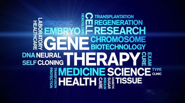 Gene Therapy animated word cloud-text design animation tag kinetic typography seamless loop.