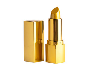 Luxurious Shimmering Gold Lipstick on White Background – PNG Isolated