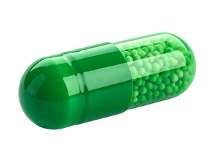 Modern Medical Green Capsule Pill Floating Cleanly – PNG