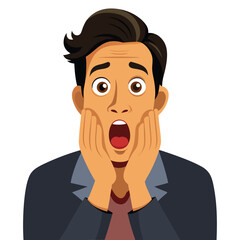 Man with a shocked and surprised expression covering his mouth, showing intense disbelief or astonishment.