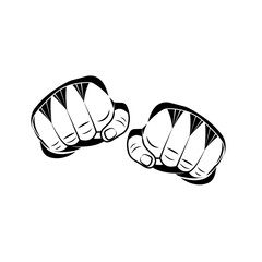 Fighter hands on white background vector illustration