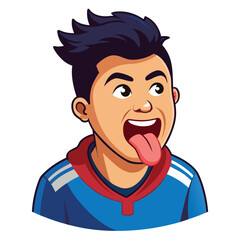 Cheeky and playful guy sticking his tongue out, showing a silly, joking, or humorous expression.
