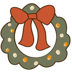 Cute Christmas Wreath Cartoon Clipart