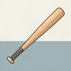 Detailed Graphic Illustration of a Classic Wooden Baseball Bat, Perfect for Sports, Athletics, and Recreation Design Elements