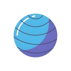 Vibrant blue and purple striped stability ball illustration, perfect for core strength, yoga, pilates, and home fitness