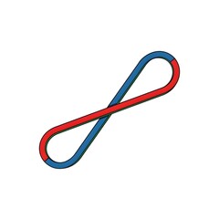 Abstract Continuous Loop Path in Red and Blue, Symbolizing Connection, Duality, and Endless Motion