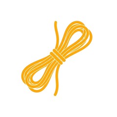 Minimalist yellow line art depiction of a neatly coiled rope, symbolizing utility, craft, and secure connections