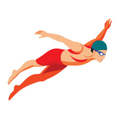 Dedicated sportsman simulating the freestyle swimming stroke pose, demonstrating athletic training and fluid movement.