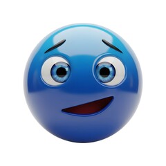 Fototapeta premium Smiling blue emoji isolated on white background showing happiness and a positive attitude