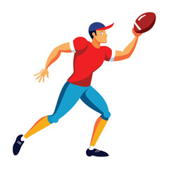 Athletic sportsman throwing a powerful football pass, showing the intense motion and action of a skilled quarterback.