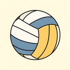 Stylized Volleyball Graphic with Blue, White, and Yellow Panels for Sports and Game Design Projects