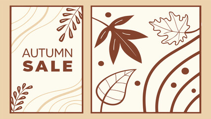 Minimalist Elegant Autumn Sale Posters: Big Discounts, Season-Inspired Design, and Modern Shopper Illustration.