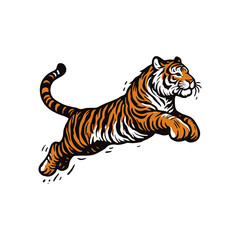 tiger jumping for hunting prey drawing	 vector
