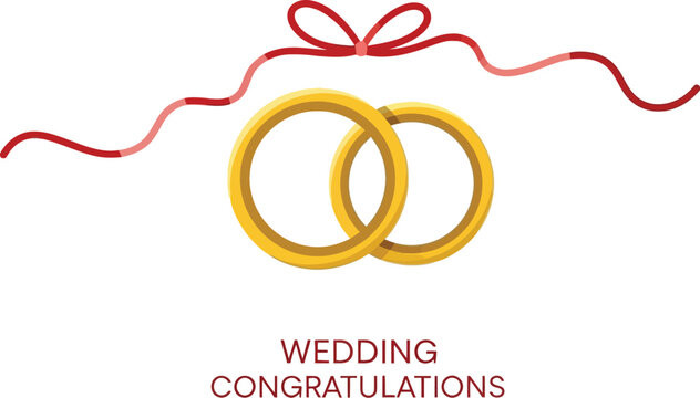 Wedding rings congratulations card marriage celebration vector - Powered by Adobe