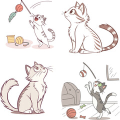 Set of funny cats Illustration