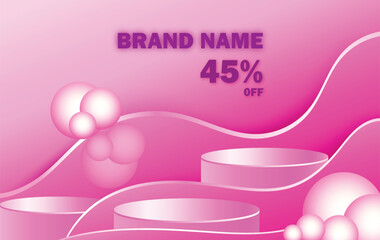 Brand Promotion with pink 3d podium design