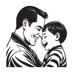 Father and Son Joyful Moment Illustration