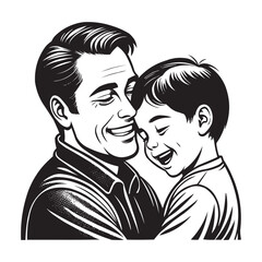 Father and Son Joyful Moment Illustration