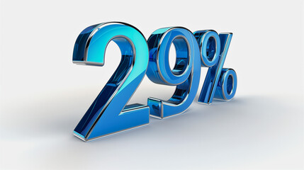 29% Discount. Transparent PNG. Blue 3D Percentage Symbol. Perfect for Sales and Promotional Marketing.