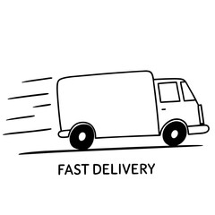 Cargo van and truck vector icons for delivery, transportation, and shipping services illustration