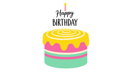 Colorful birthday cake with a candle and 