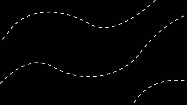 Dotted Line animated on black background. 4k video