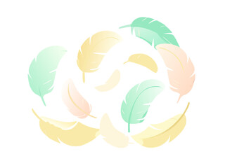 1. Abstract Green Feathers Illustration
Title: Minimalist Green Feathers Floating Flat Vector Illustration, Boho Leaf Motifs Icon