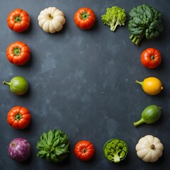 vegetables on a wooden background,Veggie Circle Delight.