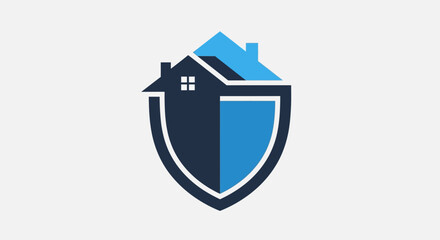 Home Security Icon Shield & House Design for Protection and Safety Concept