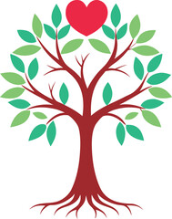 Heart shaped tree of life symbolizing love growth family health well being and nature