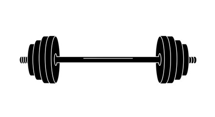 Heavy barbell with multiple weight plates for intense strength training and weightlifting exercises gym equipment icon isolated on white background