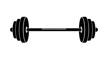 Barbell silhouette symbol of strength fitness and weightlifting essential for gym workout and sports training exercise equipment icon isolated on white background