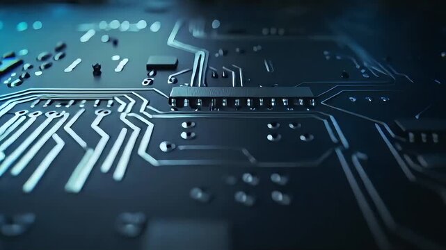 Abstract Close-Up of Futuristic Circuit Board Technology Design