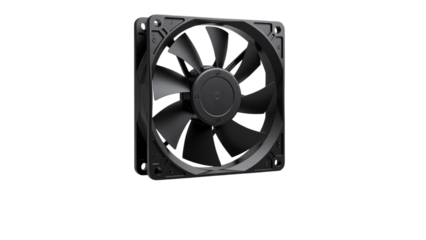 Black Computer Cooling Fan – PC Hardware Component Isolated on Transparent Background