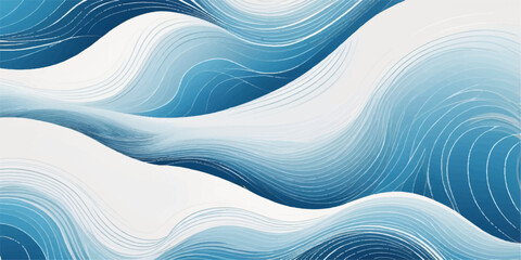 Abstract blue wave vector background illustration with light curved lines and motion pattern