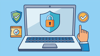 Cyber security laptop protection online safety secure data internet security digital protection system shield