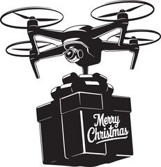 Christmas Gift Drone Silhouette Vector