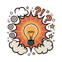 Bright Idea Light Bulb Bursting with Creativity, Innovation, and Problem-Solving, Symbolizing Genius and Discovery