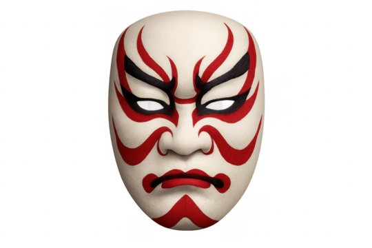 Traditional japanese kabuki mask with kumadori makeup